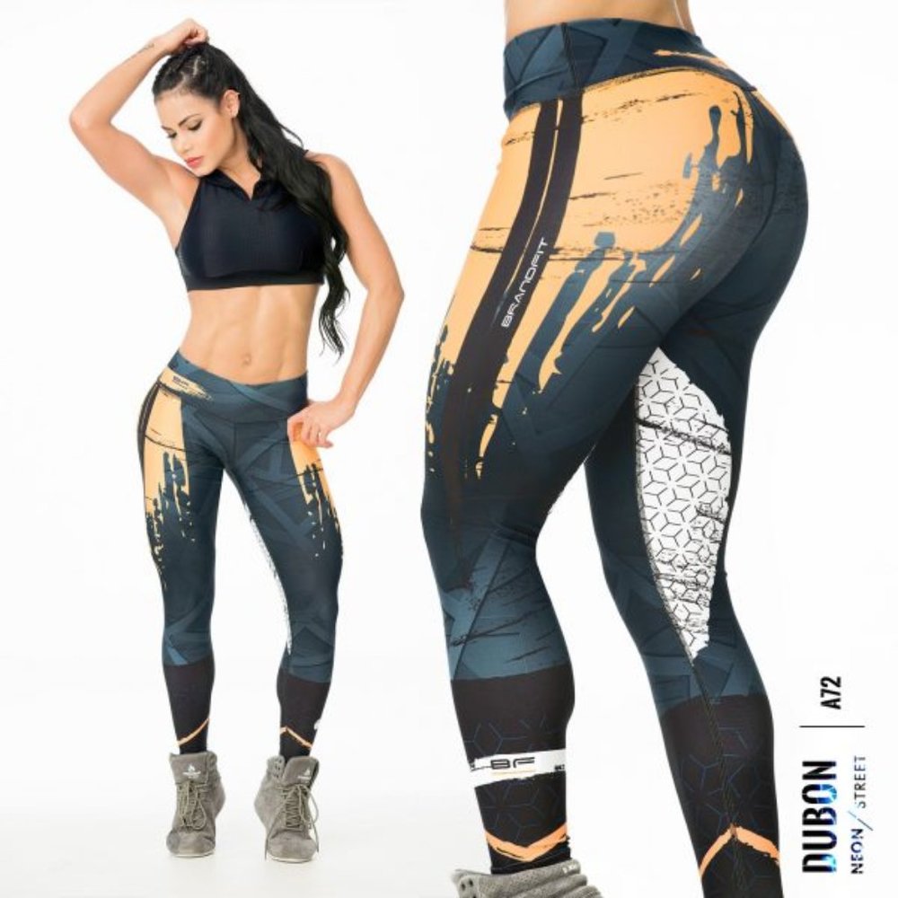 BrandFit High-Waist Colombian Leggings- High Compression  ..ONE SIZE S-M)